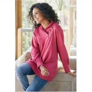 Soft Surroundings Winifred Pullover Dusty Rose Pink Tunic Oversized Small Cozy